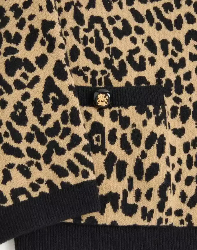 Cárdigan de lana Valentino con estampado animal Fauve Eclat Jacquard Cárdigan de lana Valentino con estampado animal Fauve Eclat Jacquard