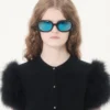 Cárdigan de punto de lana con plumas