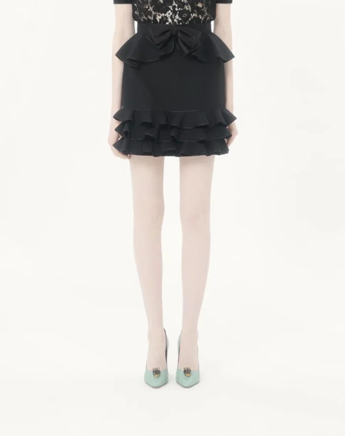 Falda corta de crepé couture Falda corta de crepé couture