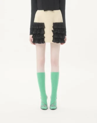 Falda corta de tweed de lana liso