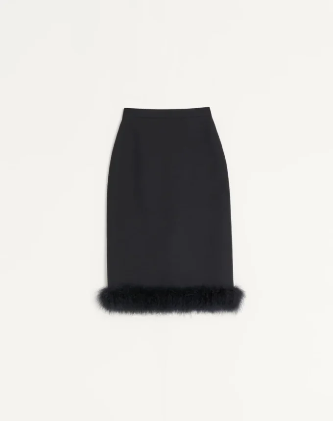 Falda Crepe Couture con plumas Falda Crepe Couture con plumas