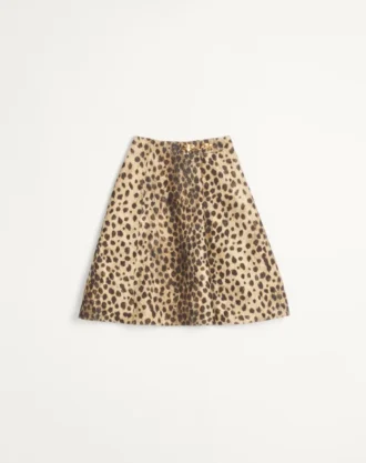 Falda de lana con estampado de manchas de jaguar