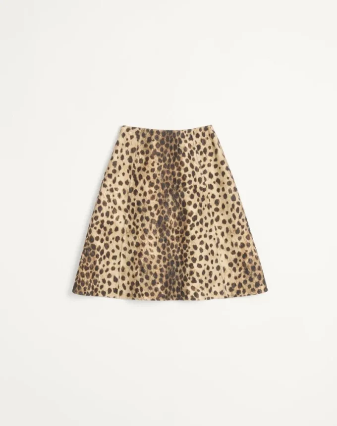 Falda de lana con estampado de manchas de jaguar