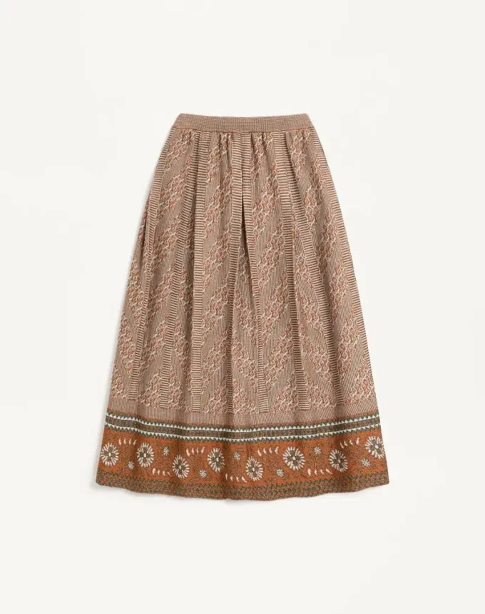 Falda de punto con estampado jacquard lurex Falda de punto con estampado jacquard lurex