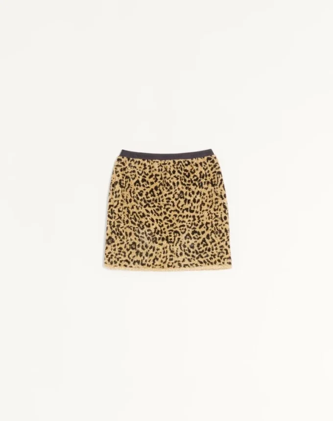 Falda de punto jacquard con estampado animal y lurex