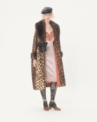 Abrigo de lana con manchas Fauve Eclat
