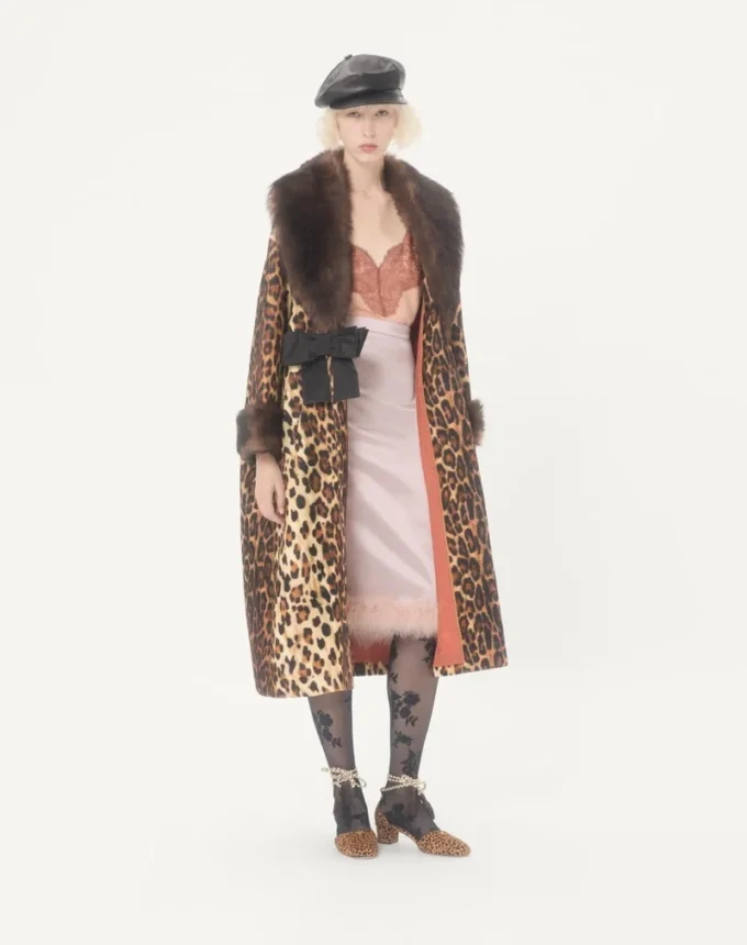 Abrigo de lana con manchas Fauve Eclat