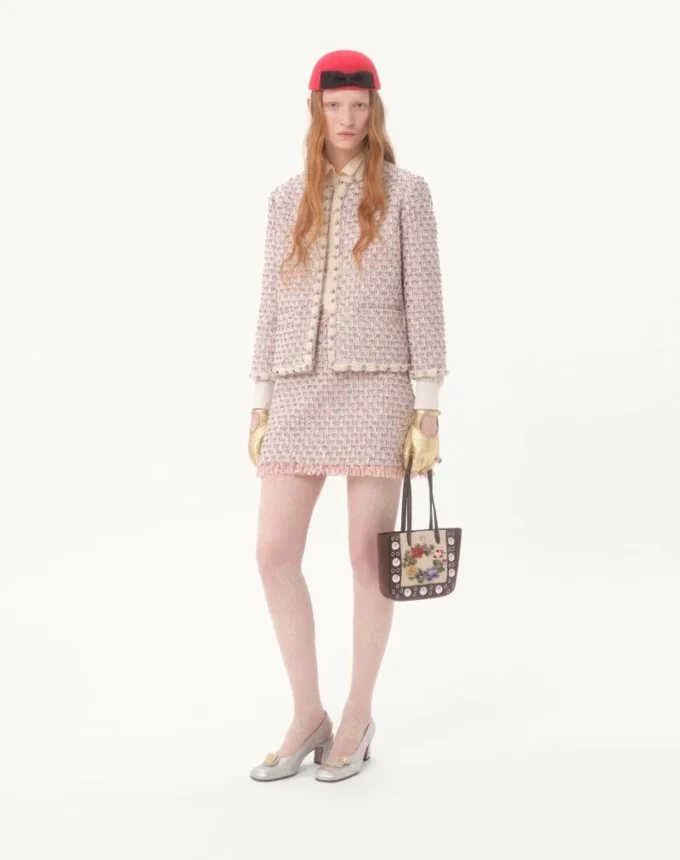 Falda de tweed con cinta Falda de tweed con cinta