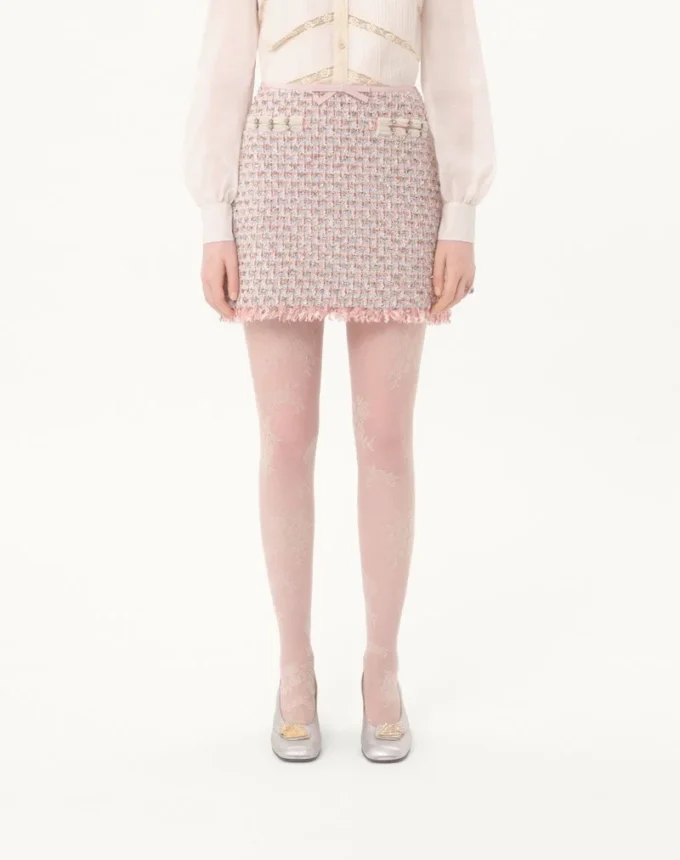 Falda de tweed con cinta Falda de tweed con cinta