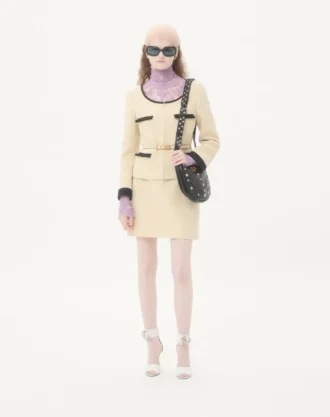 Falda lisa de tweed de lana Falda lisa de tweed de lana