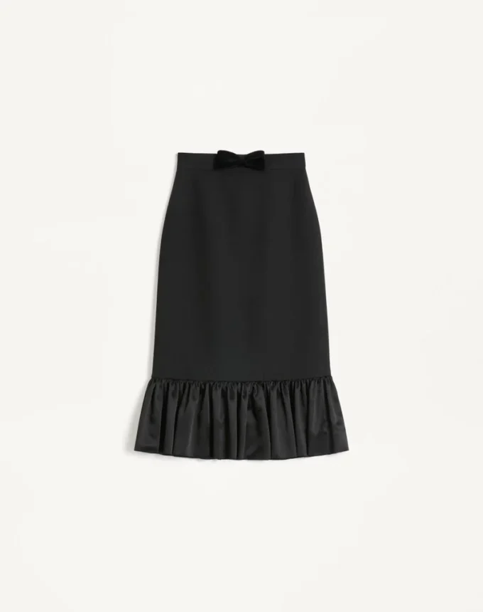 Falda midi de crepé couture Falda midi de crepé couture