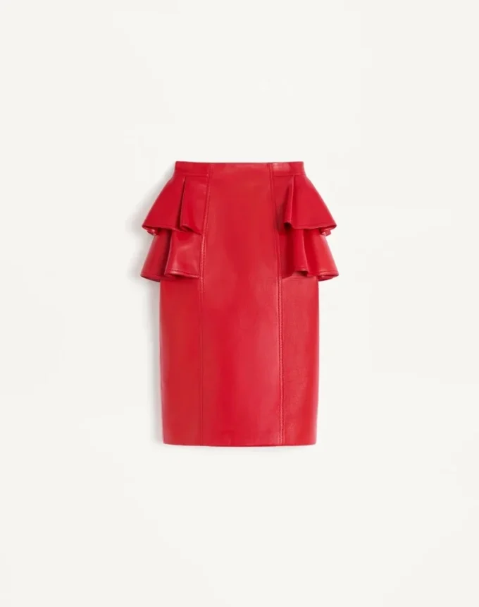Falda midi de cuero Falda midi de cuero