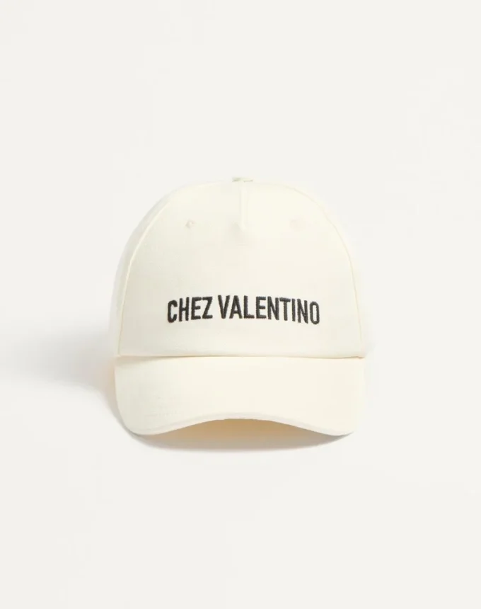 Gorra de béisbol de algodón con bordado de Chez Valentino
