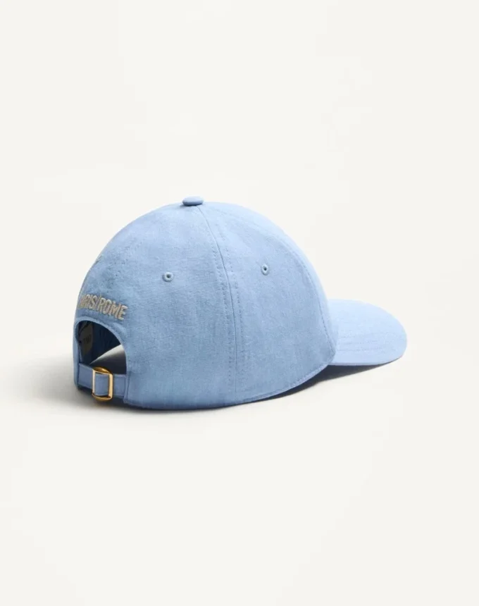Gorra de béisbol de denim con bordado de Chez Valentino