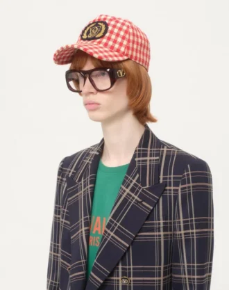 Gorra de béisbol Valentino Garavani de algodón y lana con parche