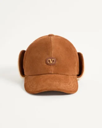 Gorra de béisbol Valentino Garavani Vlogo Signature en ante y piel de oveja