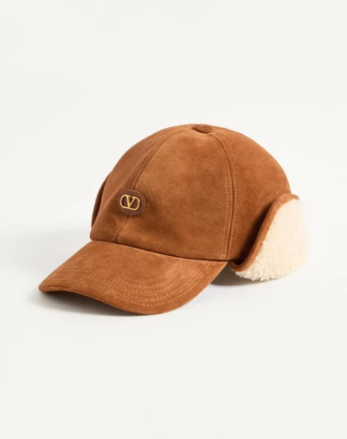 Gorra de béisbol Valentino Garavani Vlogo Signature en ante y piel de oveja
