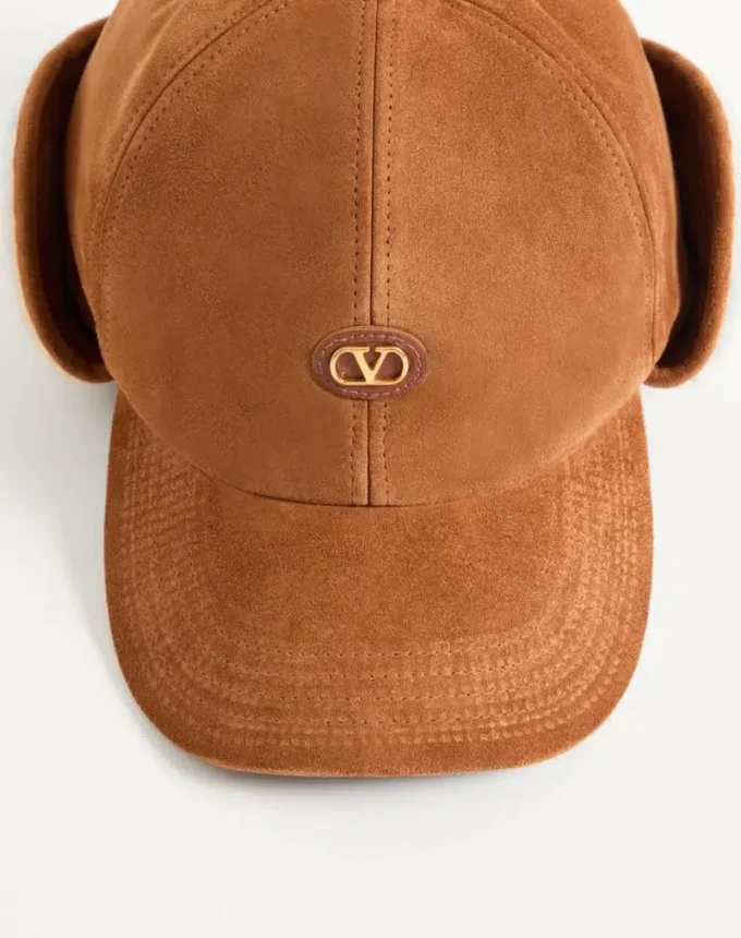 Gorra de béisbol Valentino Garavani Vlogo Signature en ante y piel de oveja