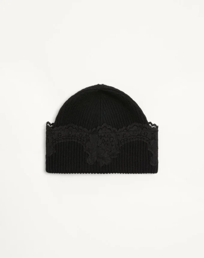 Gorro VLogo Signature de cachemira y encaje
