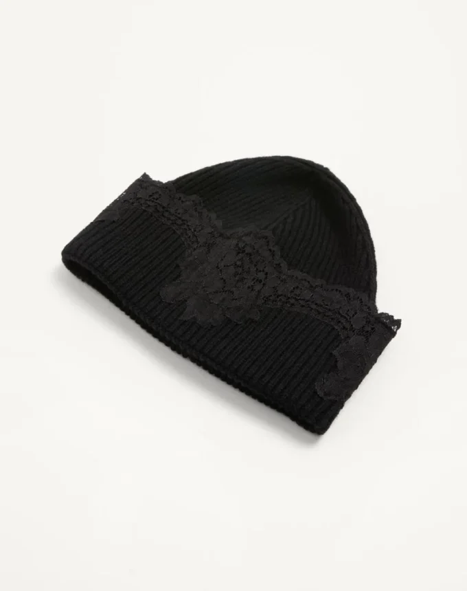 Gorro VLogo Signature de cachemira y encaje