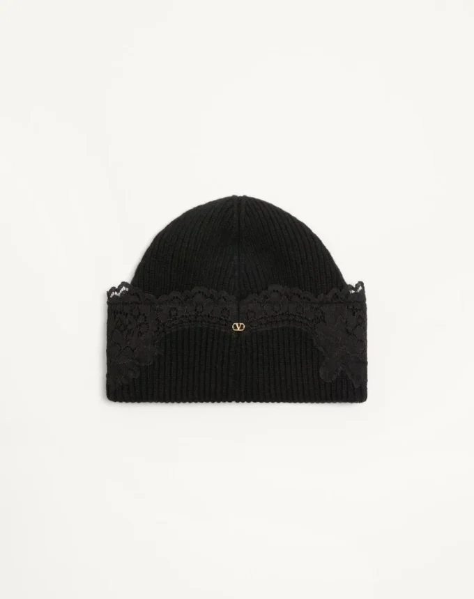 Gorro VLogo Signature de cachemira y encaje