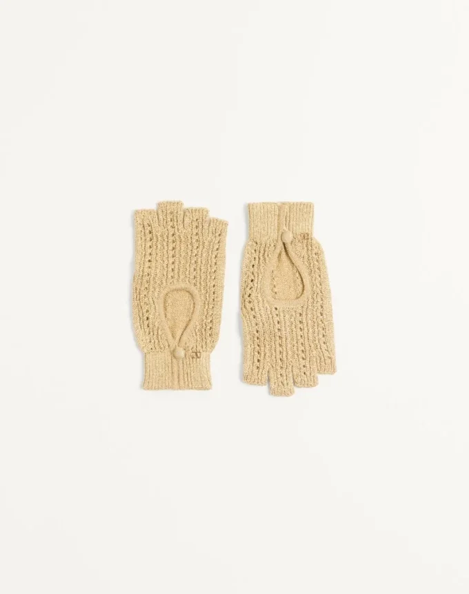 Guantes de punto sin dedos en lurex