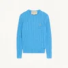Jersey de cuello redondo de algodón con trenzado de Valentino y logotipo V en el pecho Jersey de cuello redondo de algodón con trenzado de Valentino y logotipo V en el pecho