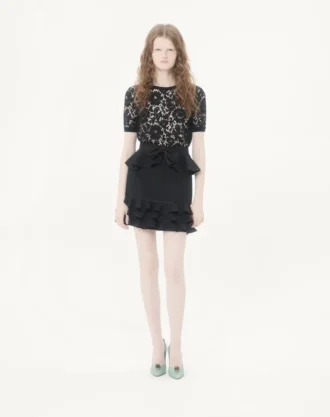 Falda corta de crepé couture