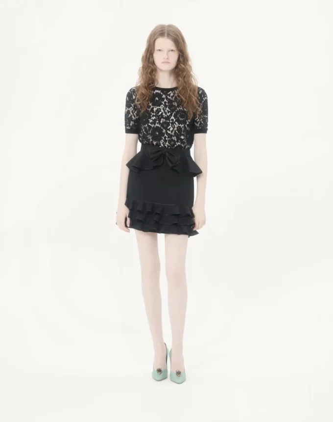 Falda corta de crepé couture Falda corta de crepé couture