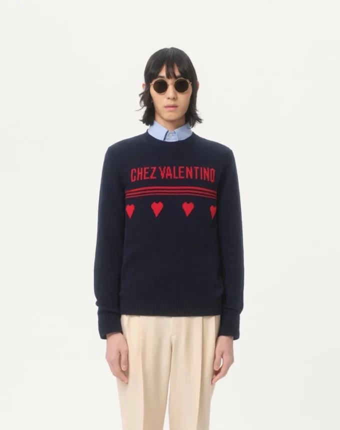 Jersey de lana con motivo jacquard Chez Valentino Jersey de lana con motivo jacquard Chez Valentino