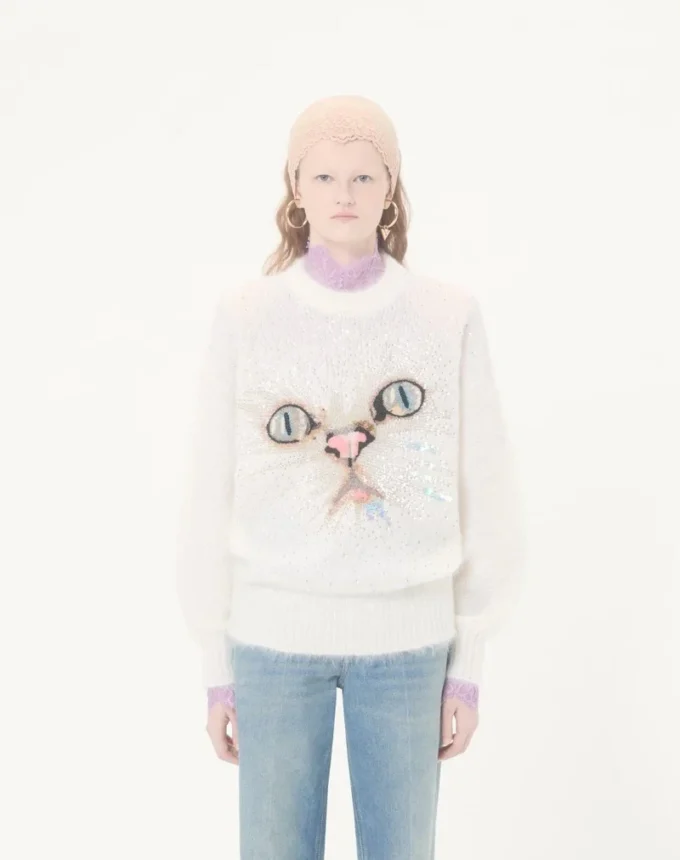 Jersey de lana mohair bordado Jersey de lana mohair bordado