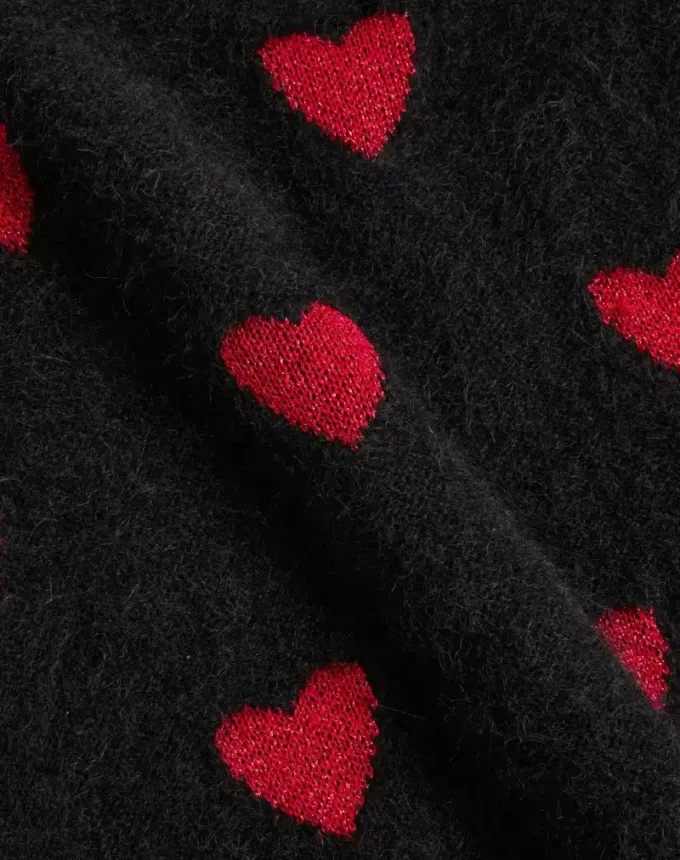 Jersey de lana mohair y lurex con estampado jacquard de corazones Jersey de lana mohair y lurex con estampado jacquard de corazones