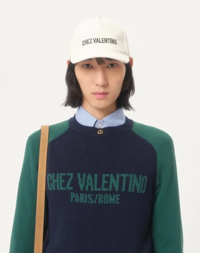 Jersey de lana y algodón con estampado jacquard Chez Valentino Jersey de lana y algodón con estampado jacquard Chez Valentino