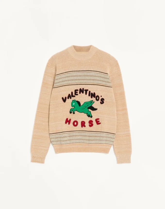 Jersey de lana y algodón Valentino con parche del caballo Valentino Jersey de lana y algodón Valentino con parche del caballo Valentino