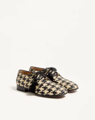 Mj Blues Derby de pata de gallo en piel trenzada