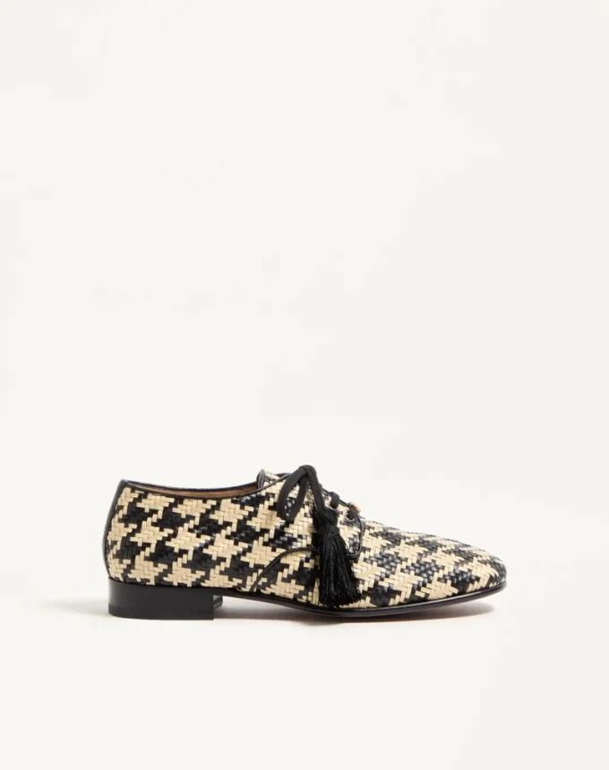 Mj Blues Derby de pata de gallo en piel trenzada Mj Blues Derby de pata de gallo en piel trenzada