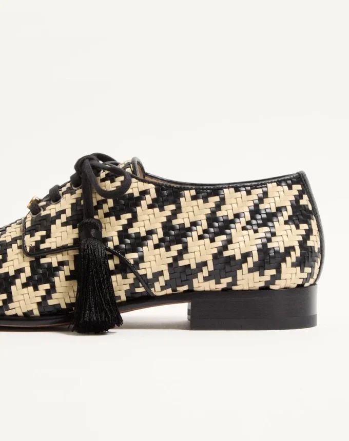 Mj Blues Derby de pata de gallo en piel trenzada Mj Blues Derby de pata de gallo en piel trenzada