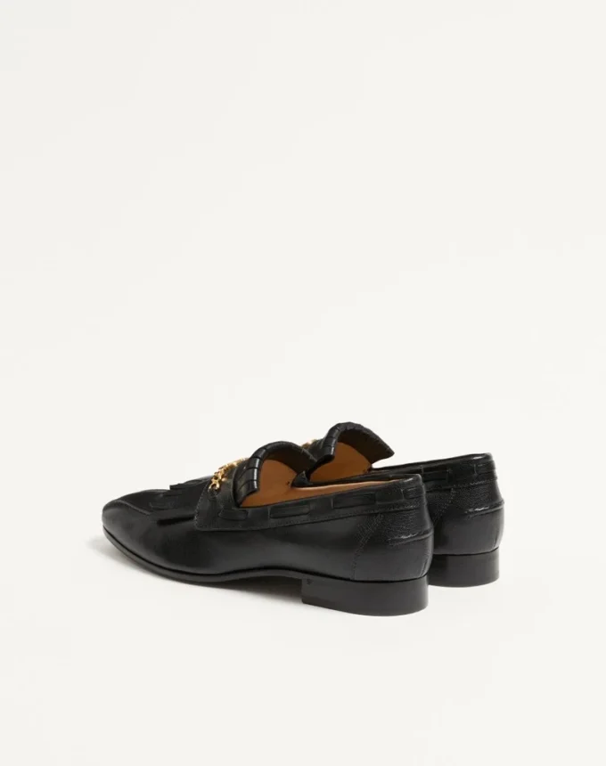 Mocasines de piel de cabrito con flecos y logotipo VLogo Mocasines de piel de cabrito con flecos y logotipo VLogo
