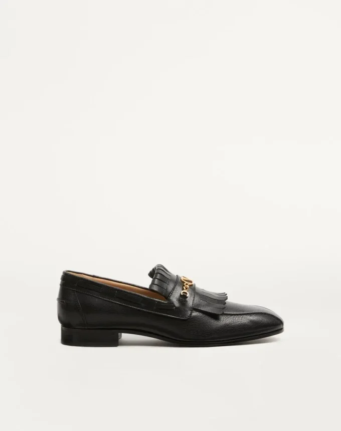Mocasines de piel de cabrito con flecos y logotipo VLogo Mocasines de piel de cabrito con flecos y logotipo VLogo