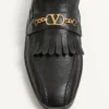 Mocasines de piel de cabrito con flecos y logotipo VLogo Mocasines de piel de cabrito con flecos y logotipo VLogo