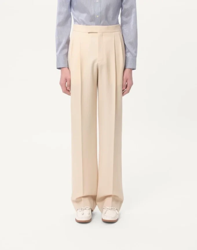 Pantalones de gabardina de lana Pantalones de gabardina de lana