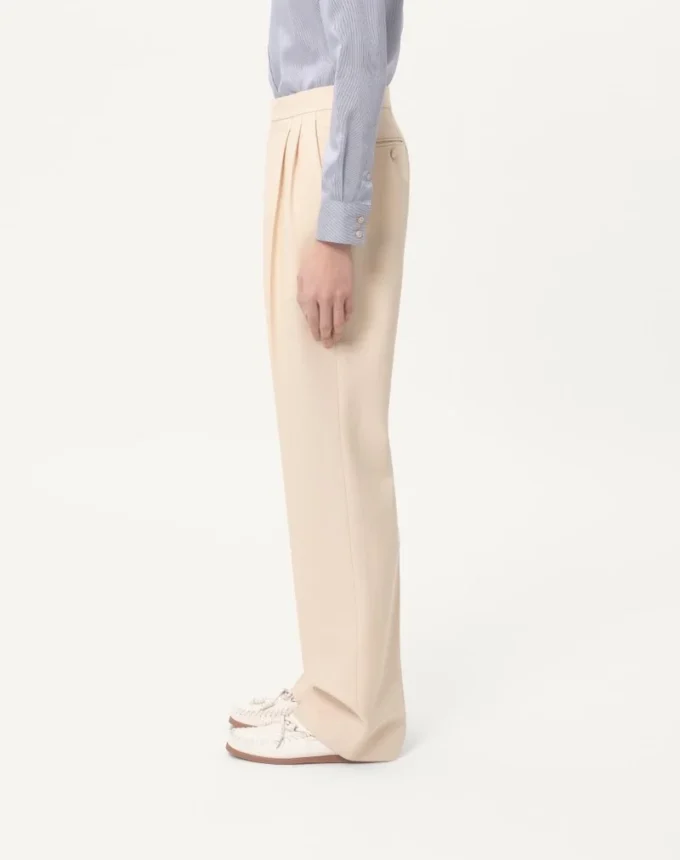 Pantalones de gabardina de lana Pantalones de gabardina de lana