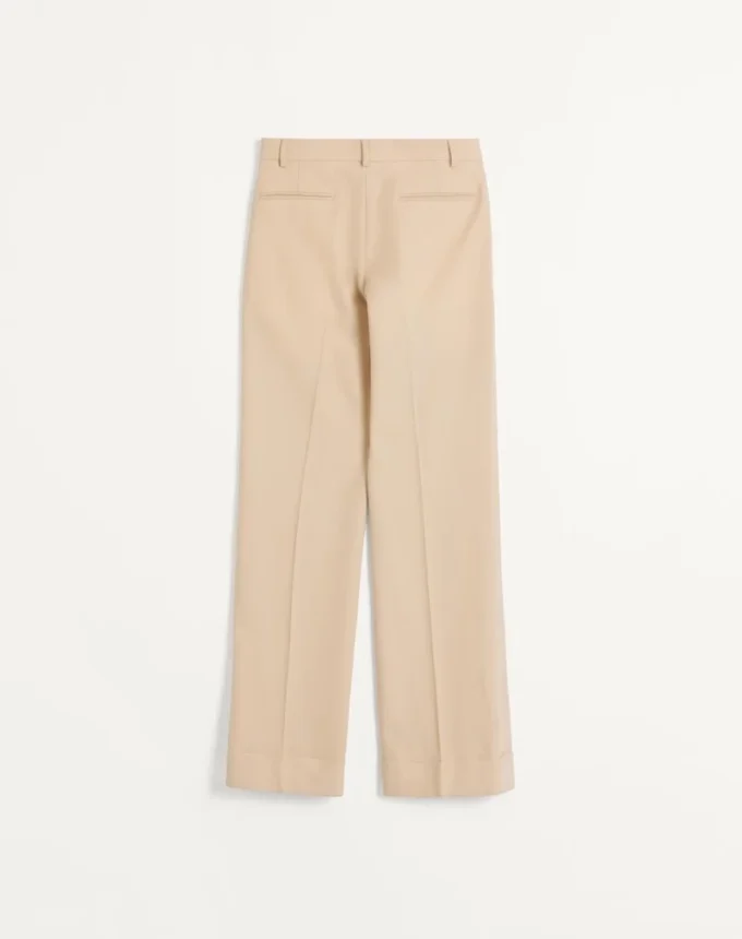 Pantalones de gabardina de lana con vueltas Pantalones de gabardina de lana con vueltas