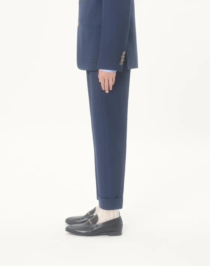 Pantalones de gabardina de lana con vueltas Pantalones de gabardina de lana con vueltas
