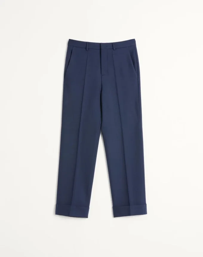 Pantalones de gabardina de lana con vueltas Pantalones de gabardina de lana con vueltas