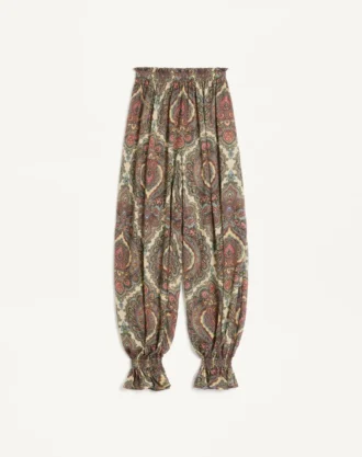 Pantalones de georgette con estampado Voyage Imaginaire en cachemira