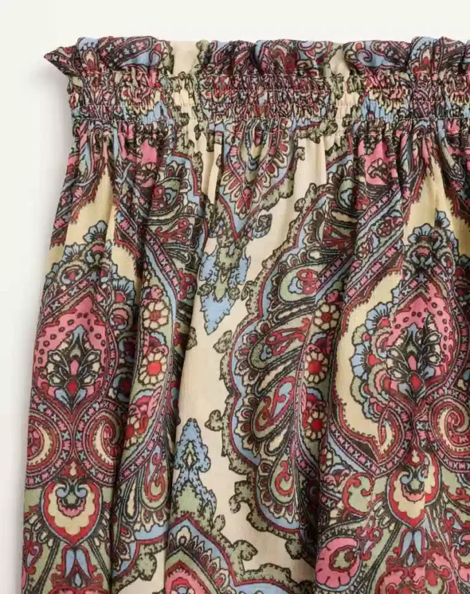 Pantalones de georgette con estampado Voyage Imaginaire en cachemira Pantalones de georgette con estampado Voyage Imaginaire en cachemira