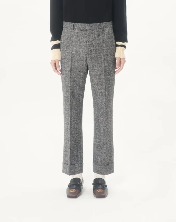 Pantalones de lana Mouliné con puños de Valentino Pantalones de lana Mouliné con puños de Valentino