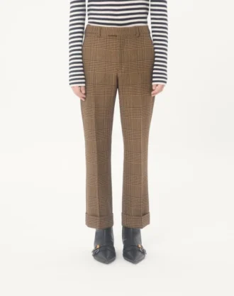 Pantalones de lana Valentino con estampado Glen Plaid y vueltas