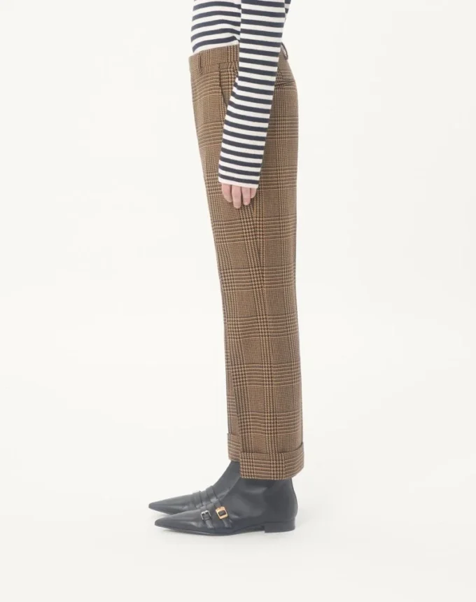 Pantalones de lana Valentino con estampado Glen Plaid y vueltas